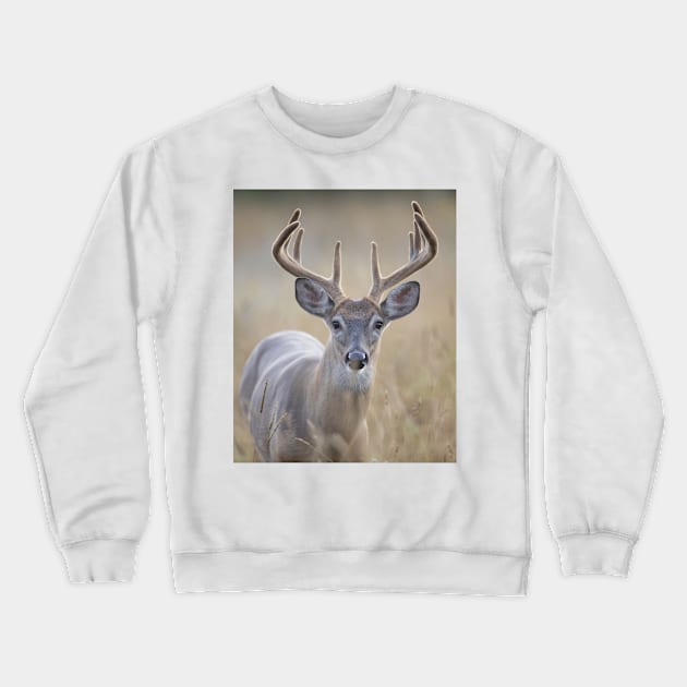 Big buck with velvet antlers Crewneck Sweatshirt by Jim Cumming